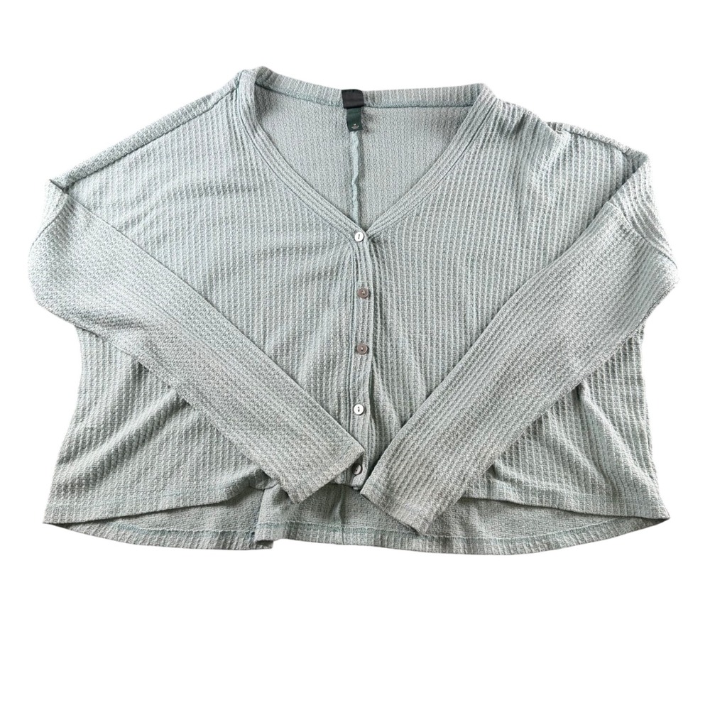 Wild Fable Womens Sage Green Waffle Knit Button Front Cardigan Sweater Size M